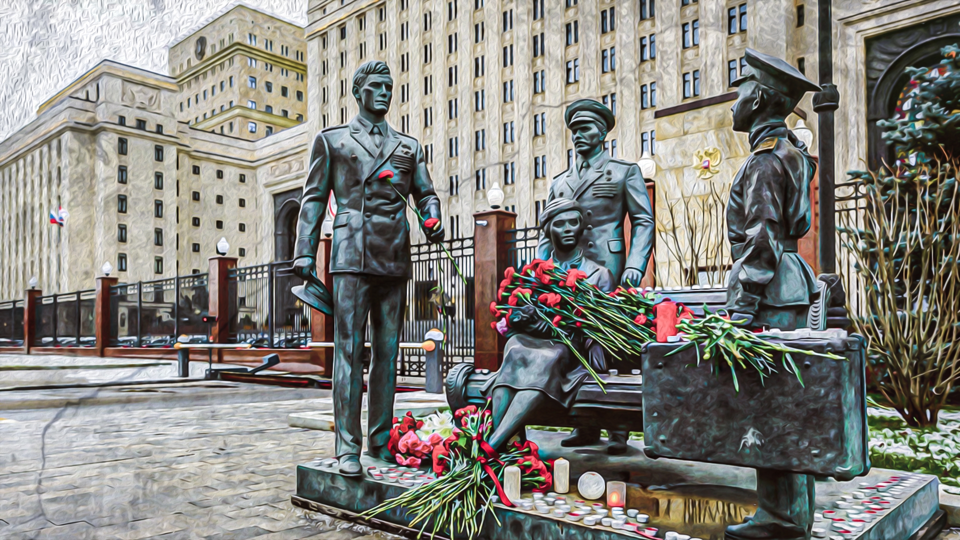 Памятники у Министерства обороны на Фрунзенской набережной