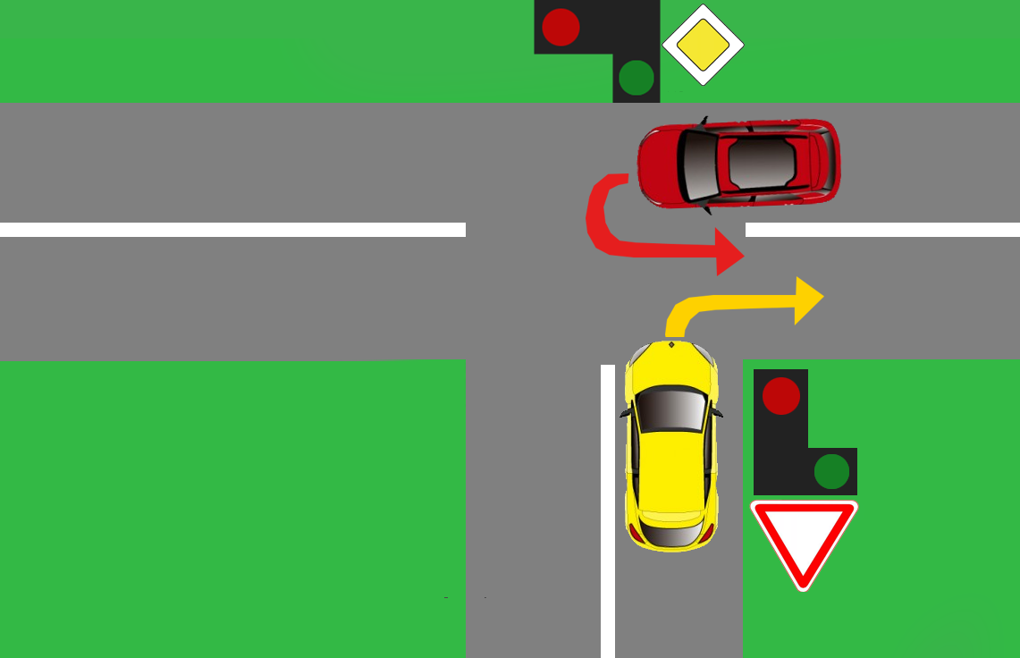 Выезд на желтый. Разворот на перекрестке под стрелку. Автомобиль поворачивает направо. Поворот направо на перекрестке. Поворот по стрелке направо кого пропускать.