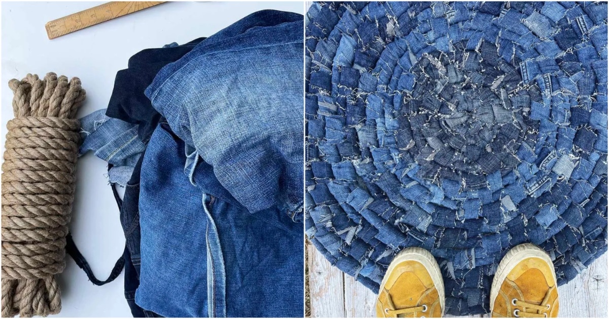 Уникальный способ сделать прикроватный коврик из джинсов простым способом