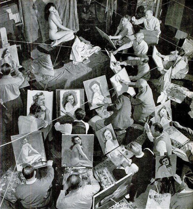 Businessmen’s Art Class, 1944 история, люди, мир, фото