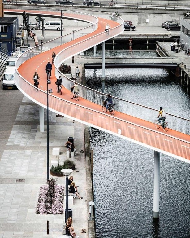 2. Велосипедный мост, Копенгаген, Дания архитектура, дизайн, здание, искусство, мир, скульптура, страна, фото