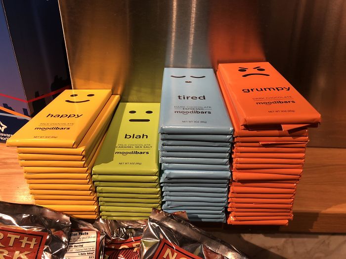 This Pile Of Chocolate Bars At The Airport Is A Bar Graph Of How People Feel About Being At The Airport