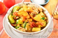 Фото к рецепту: Рагу из куриного филе, с кабачками, молодой картошкой и помидорами