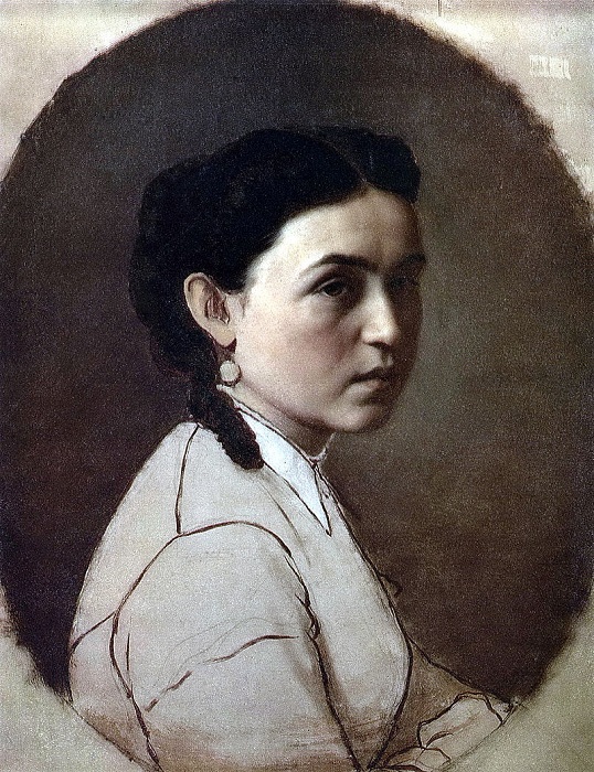  Портрет Елены Эдмундовны Шейнс - жены художника. (1868). Автор: В.Перов.