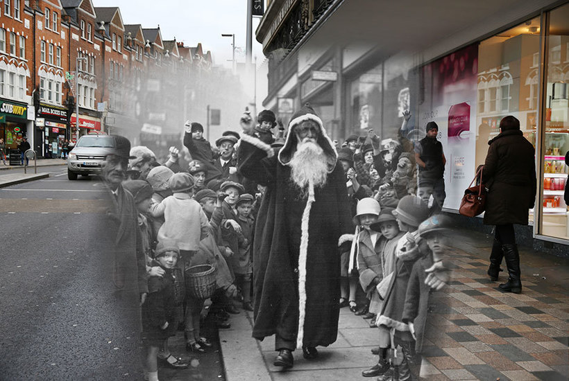 Фотограф показал, насколько чудесны праздники, совместив старые и новые фото Лондона