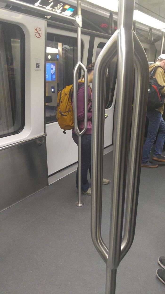 Denver International Airport Has Forked Hand Rails For More People To Hold On To