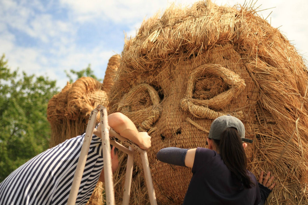 Соломенный. Фестиваль соломенных скульптур Wara Art Festival. Фестиваль соломенных скульптур в Японии.. Скульптуры из соломы.