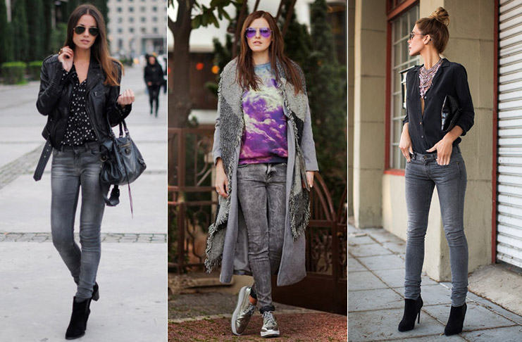 С чем носить серые джинсы женские?