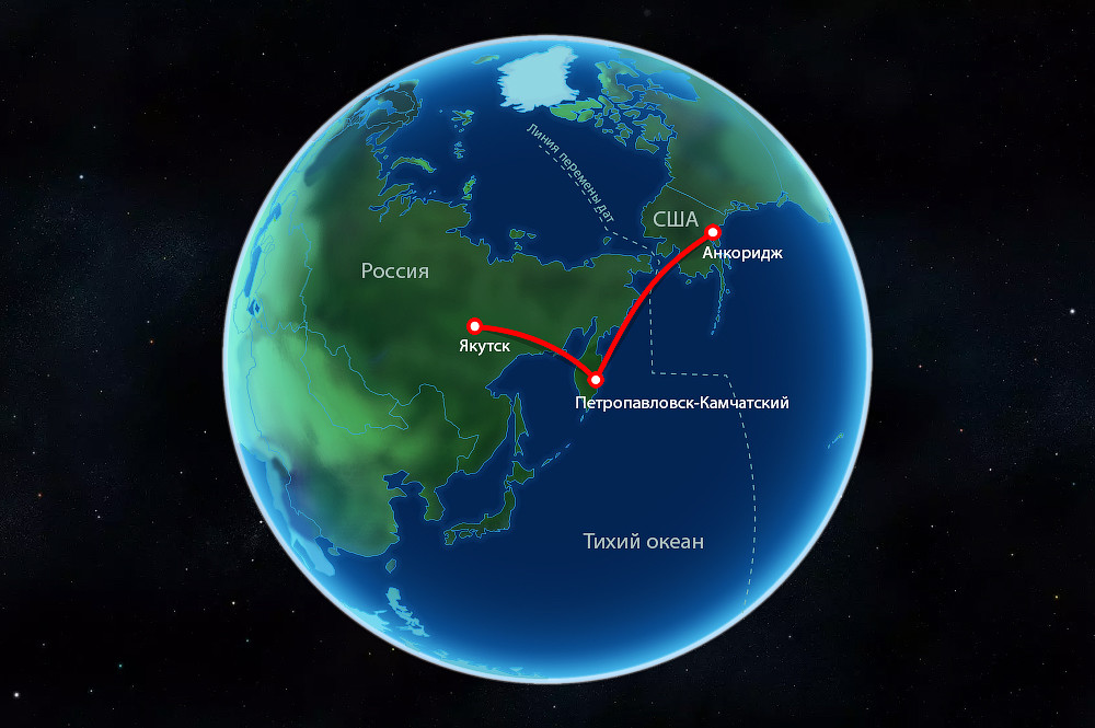 Линия перемены дат. Перелёт с Камчатки на Аляску через Тихий океан Аляска,путешествия,Россия,США,фоторепортаж