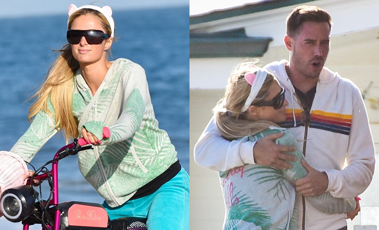 В розовом цвете: Пэрис Хилтон с бойфрендом Картером Реумом на велосипедной прогулке в Малибу