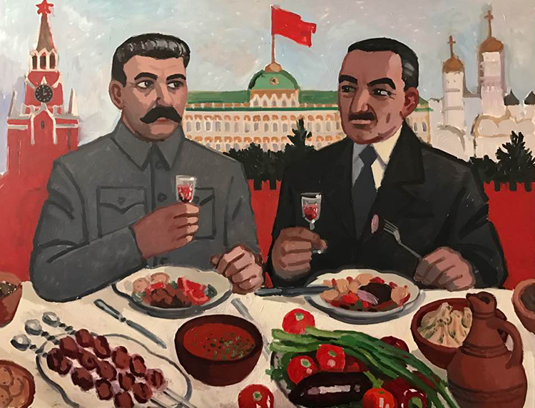 Советский грузин. Анастас Микоян и Сталин. Иосиф Сталин Соцреализм. Сталин застолье. Обед Сталина.