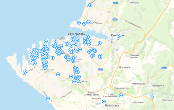 Карта магазинов, торгующих алкоголем в Севастополе