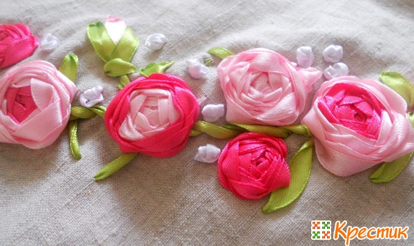Одноцветная и многоцветная роза «Паутинка» из узких и широких лент  декор,лента,мастер-класс