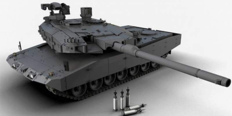 Установка 130-мм орудия в Леопард-2, модернизированный по программе MBT Revolution. Многие неверно определяют это изображение как MGCS