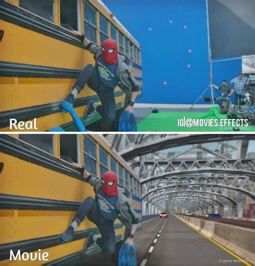 Instagram-аккаунт, показывающий сцены из фильмов до и после добавления спецэффектов Instagram-аккаунт, показывающий сцены из фильмов до и после добавления спецэффектов