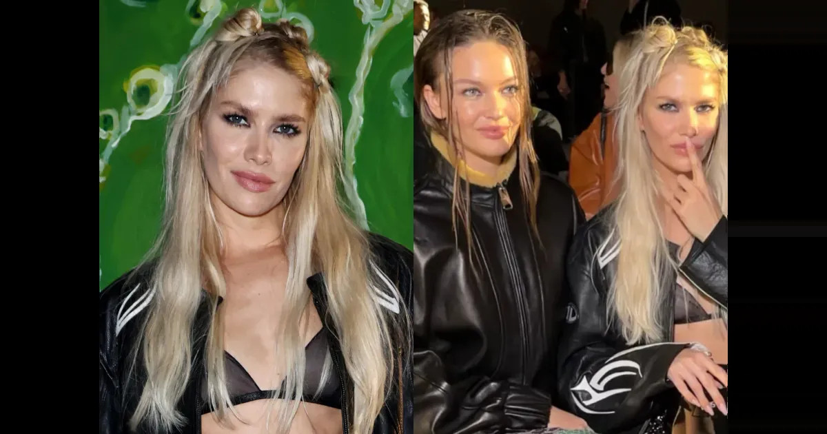 Елена Перминова в прозрачном бюстгальтере посетила показ GCDS