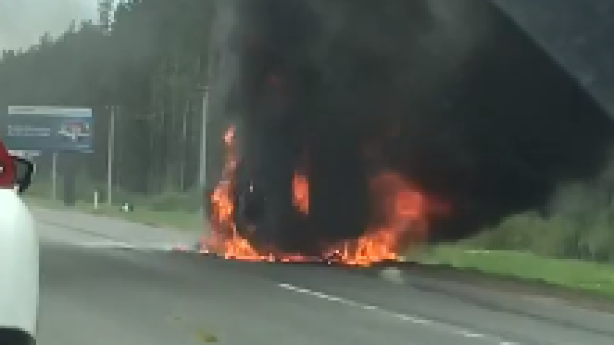 Иномарка сгорела дотла возле дома на Варшавском шоссе