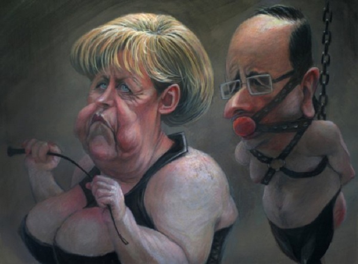 «Меркель и Олланд». Карикатуры и шаржи от художника Дениса Лопатина