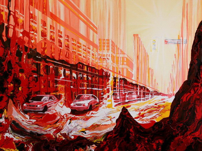 Девушка пишет картины пальцами, отказываясь от использования кистей 