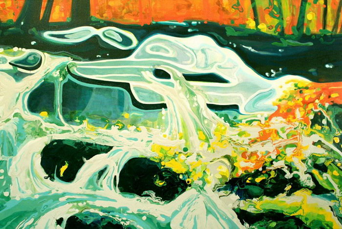 Девушка пишет картины пальцами, отказываясь от использования кистей 