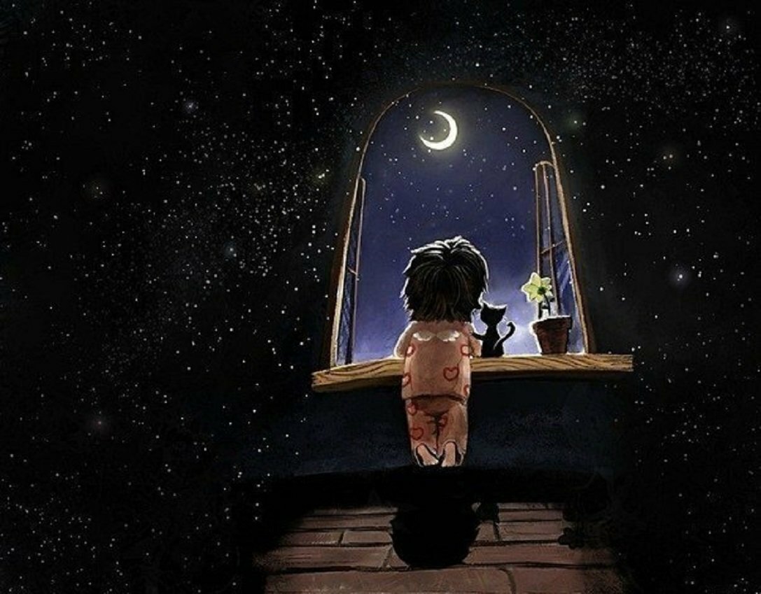 Про девочку луну. Мальчик звезда. Девочка смотрит на звезды. Звездное небо для детей. Мальчик и звездное небо.