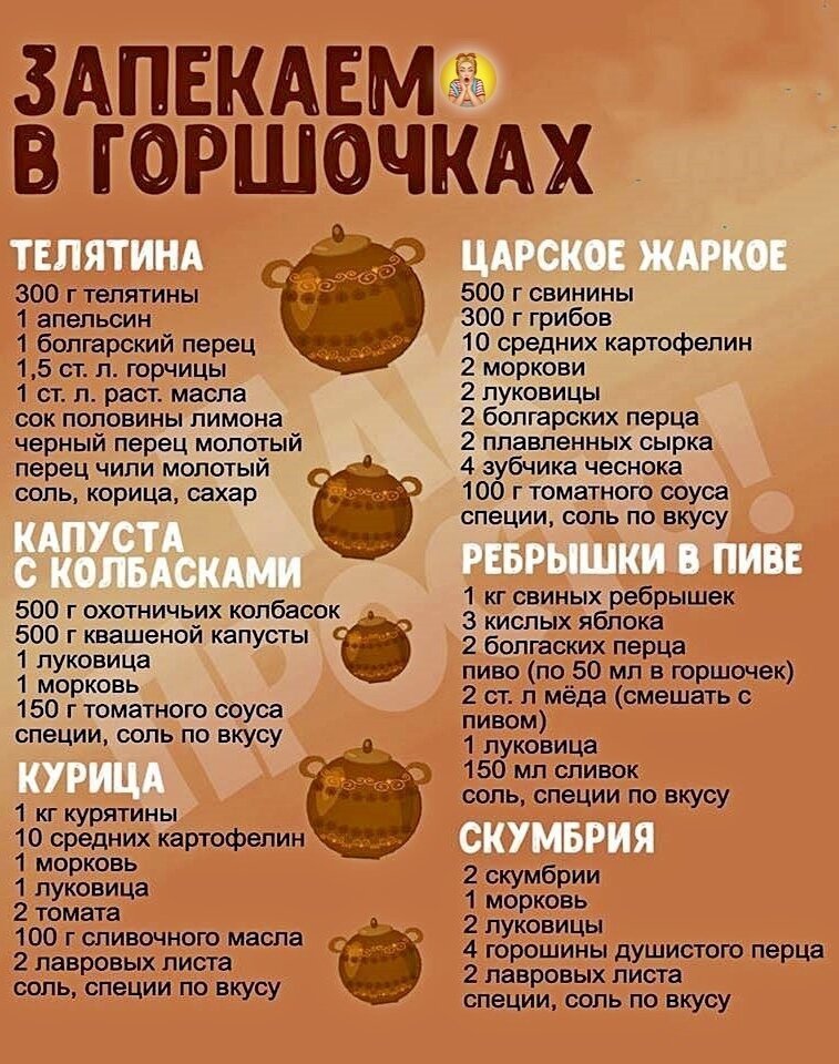 Кулинарные шпаргалки в картинках