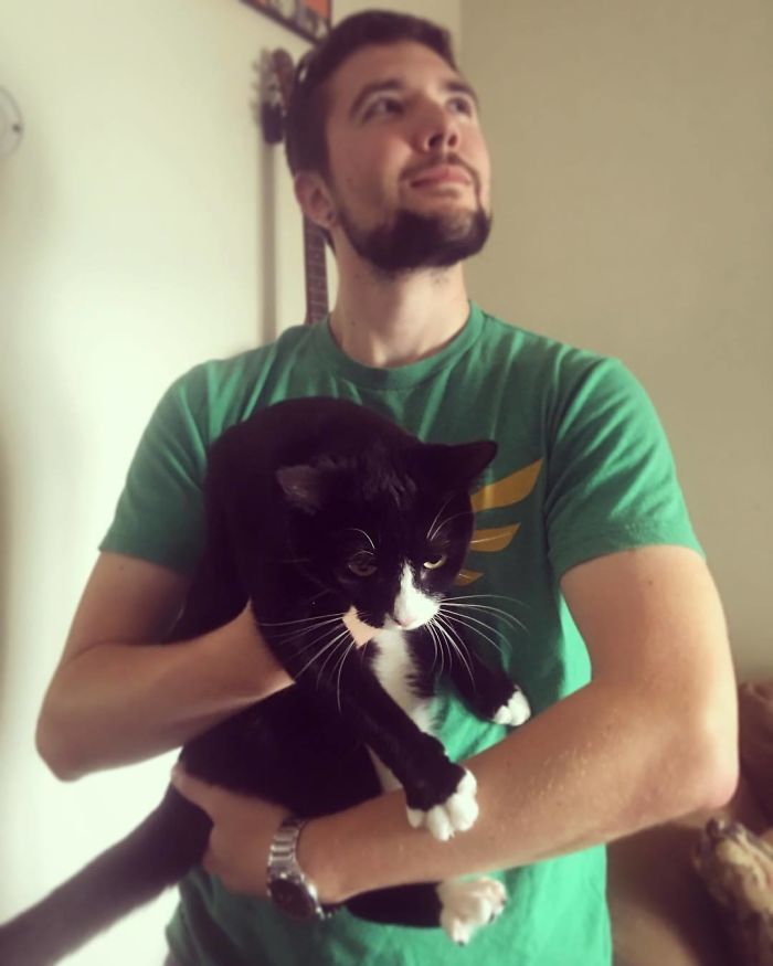 Man Cuddles Cats On Instagram