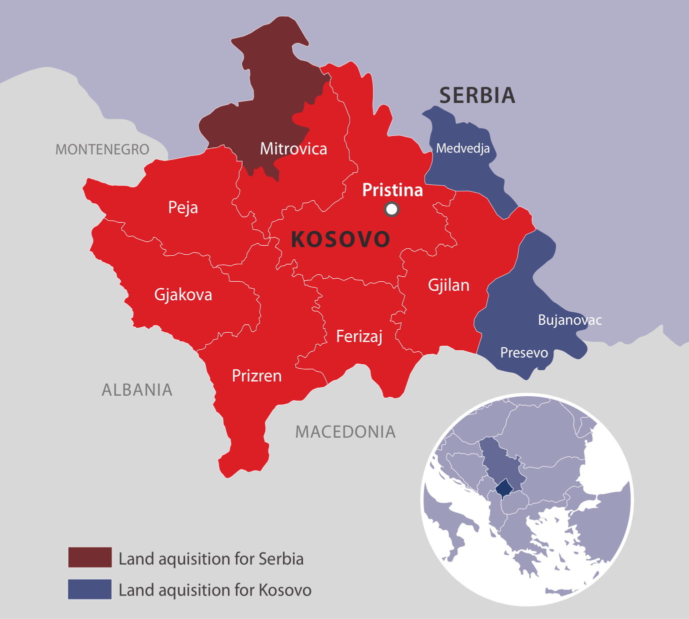 На карте сербия и косово