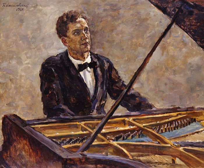  Портрет пианиста В.В. Софроницкого за роялем. 1932 год. Автор: П. П. Кончаловский.