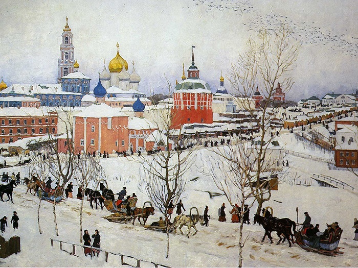 «Троицкая лавра зимой»<br>(1910 year). Author: Konstantin Юон.