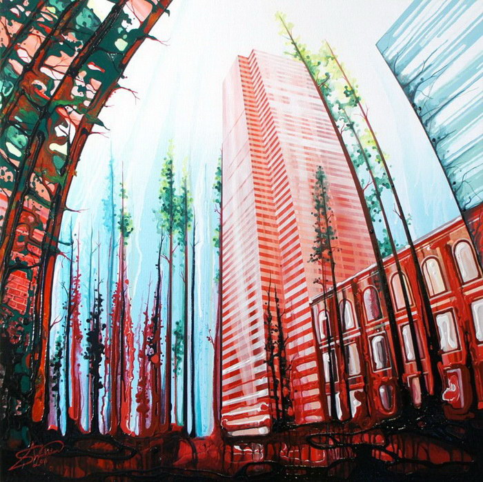 Девушка пишет картины пальцами, отказываясь от использования кистей 