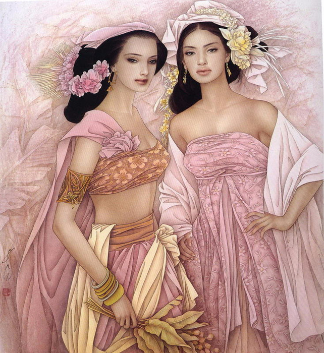 Женский образ в работах Feng Chang Jiang живопись