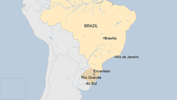Расположение городов Энкантадо и Рио-де-Жанейро на карте.