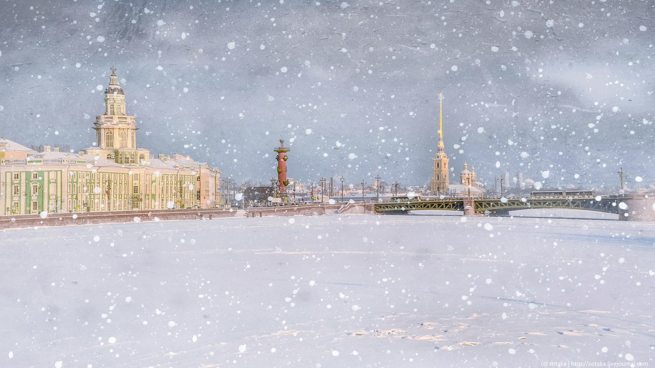 Снежная зима в Петербурге