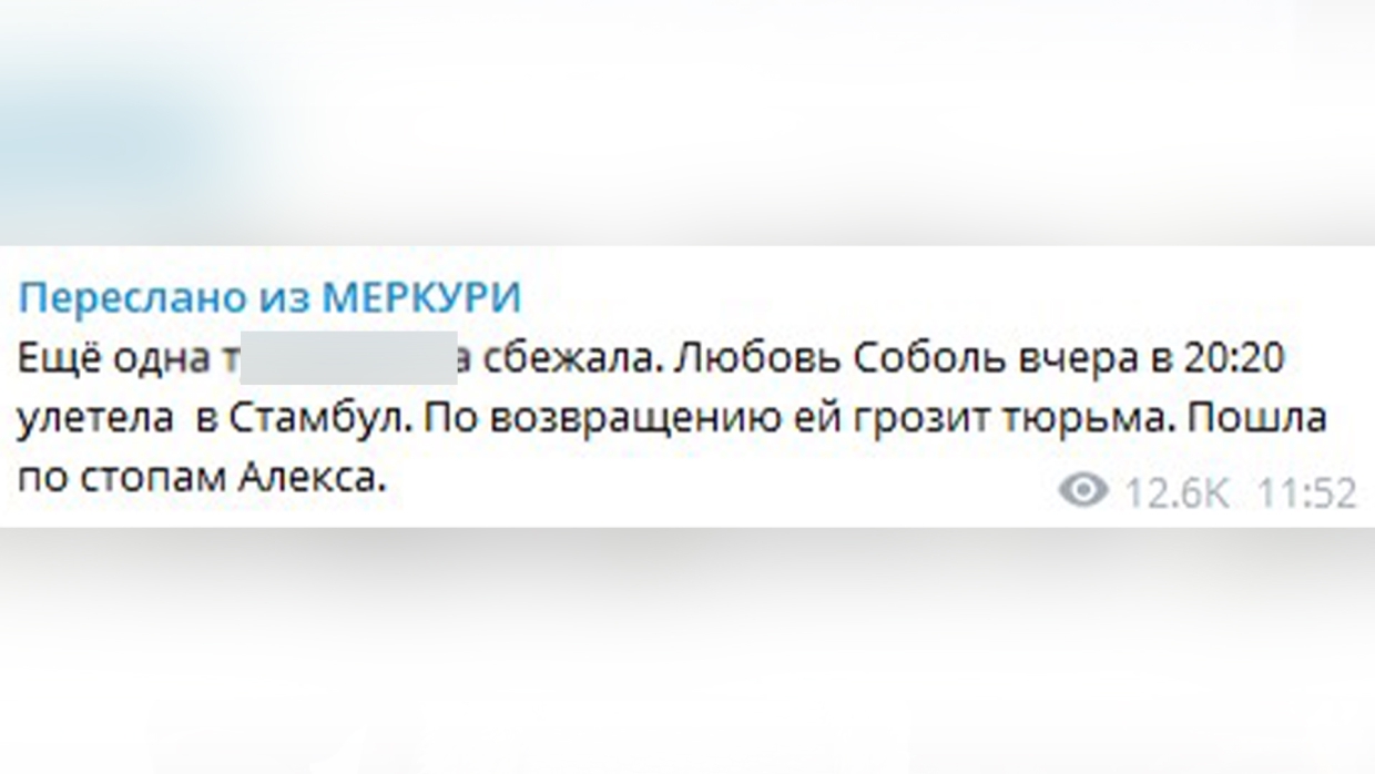 Стало известно об отъезде Любови Соболь за границу