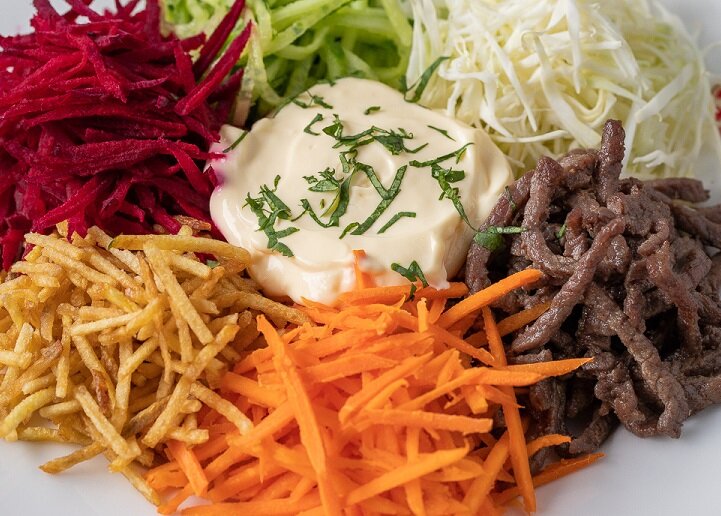 Забытый салат из СССР - Чафран. Просто и очень вкусно. Изюминка - в соусе можно, нарезать, салат, будет, Чафран, грамм, тонкими, пожарить, ложки, мелко, лучше, покорейски, любят, очистить, просто, отварить, корейской, терку, используют, некоторые