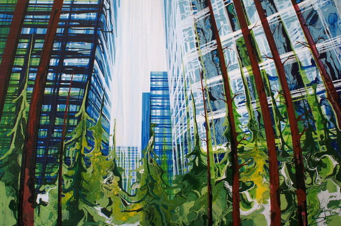 Девушка пишет картины пальцами, отказываясь от использования кистей 