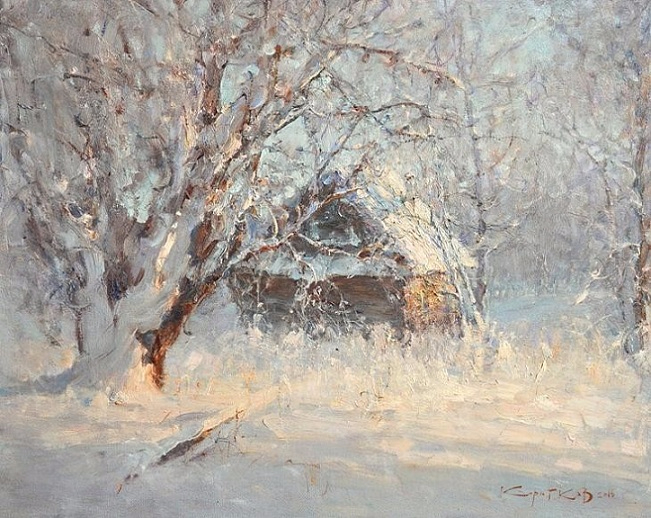 Зима у нас суровая, но до чего же хороша! Художник Коротков Валентин живопись