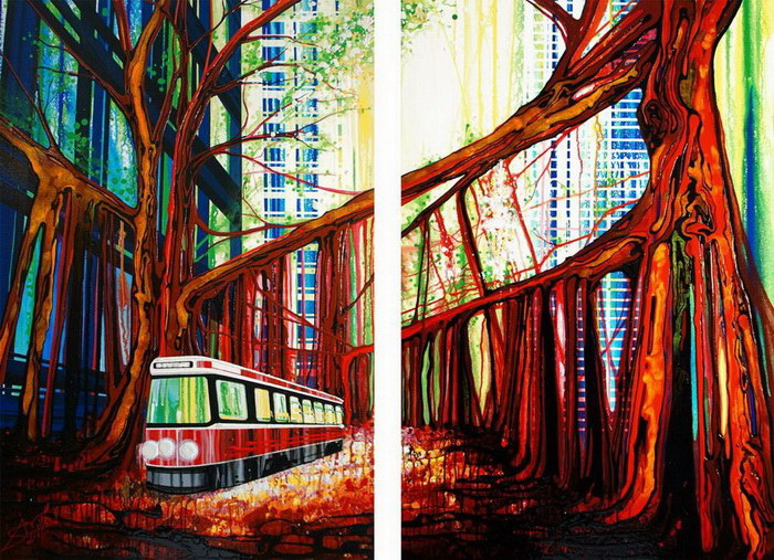 Девушка пишет картины пальцами, отказываясь от использования кистей 