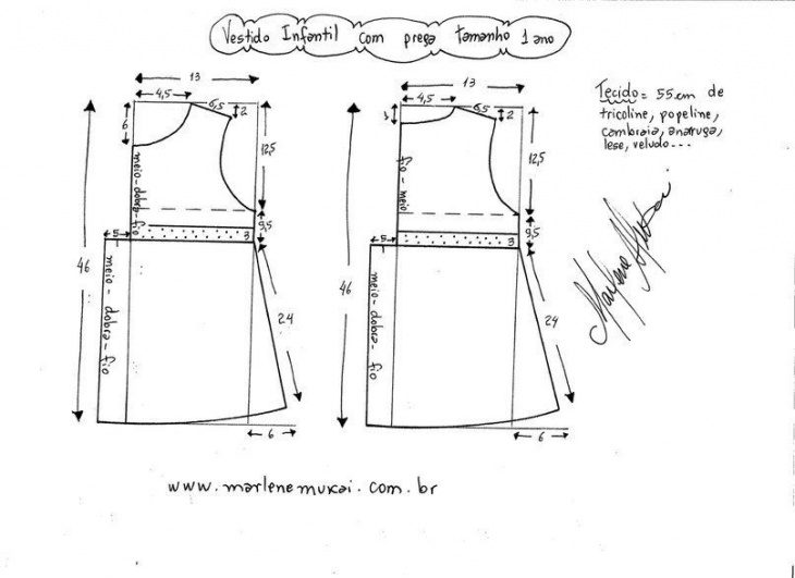 Чертеж детского платья