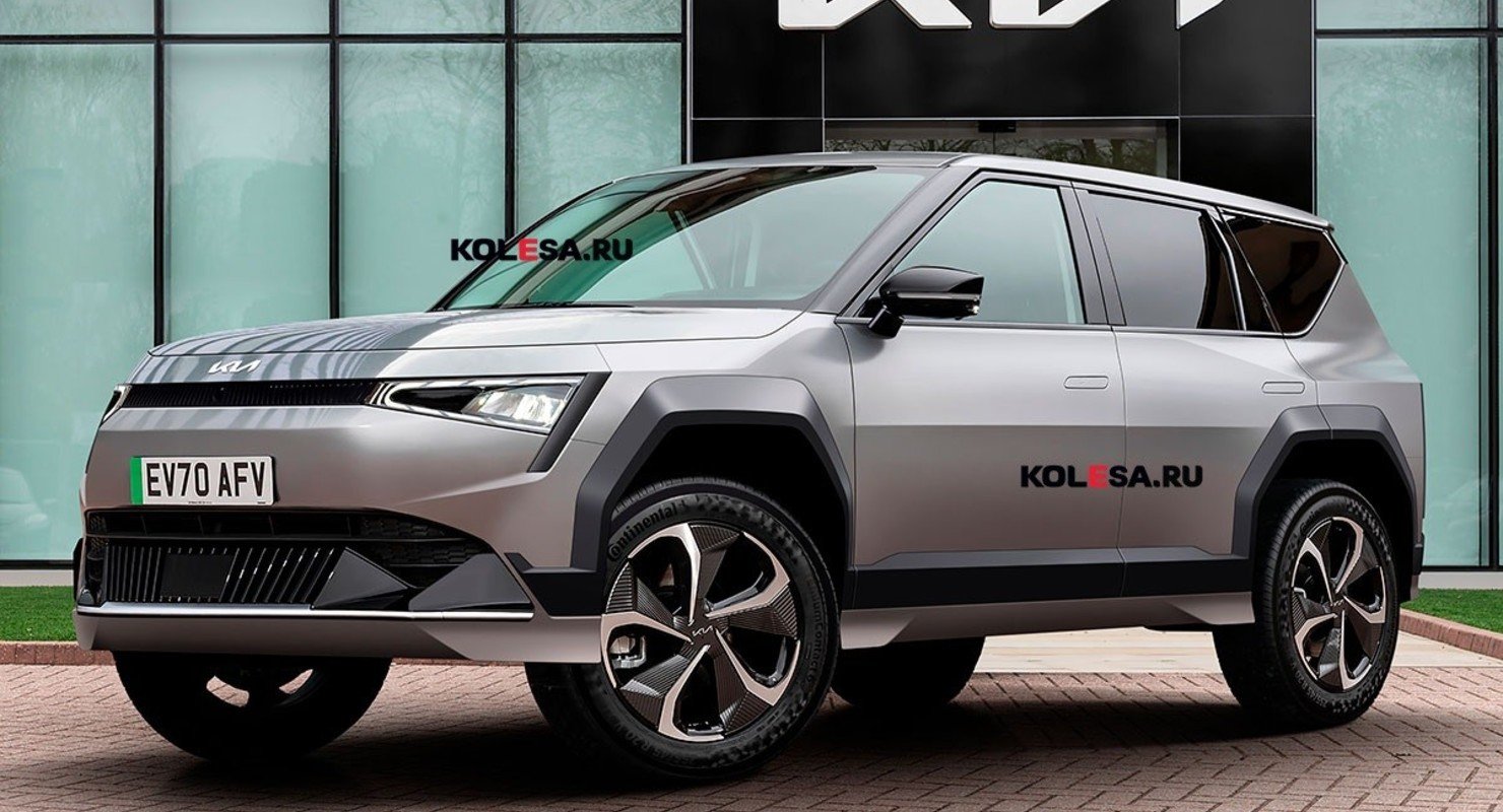 В Сети появился рендер на электрический кроссовер Kia EV7