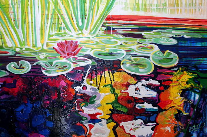 Девушка пишет картины пальцами, отказываясь от использования кистей 