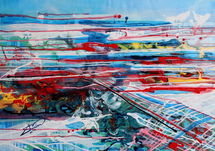 Девушка пишет картины пальцами, отказываясь от использования кистей 