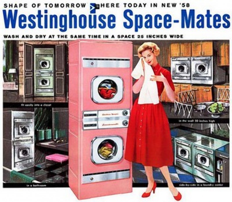 Рекламный проспектсовмещенной стирально-сушильноймашины «Spacemates»от компании Westington (1958 г.)
