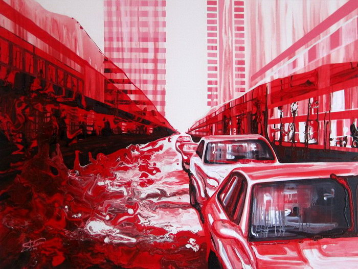 Девушка пишет картины пальцами, отказываясь от использования кистей 