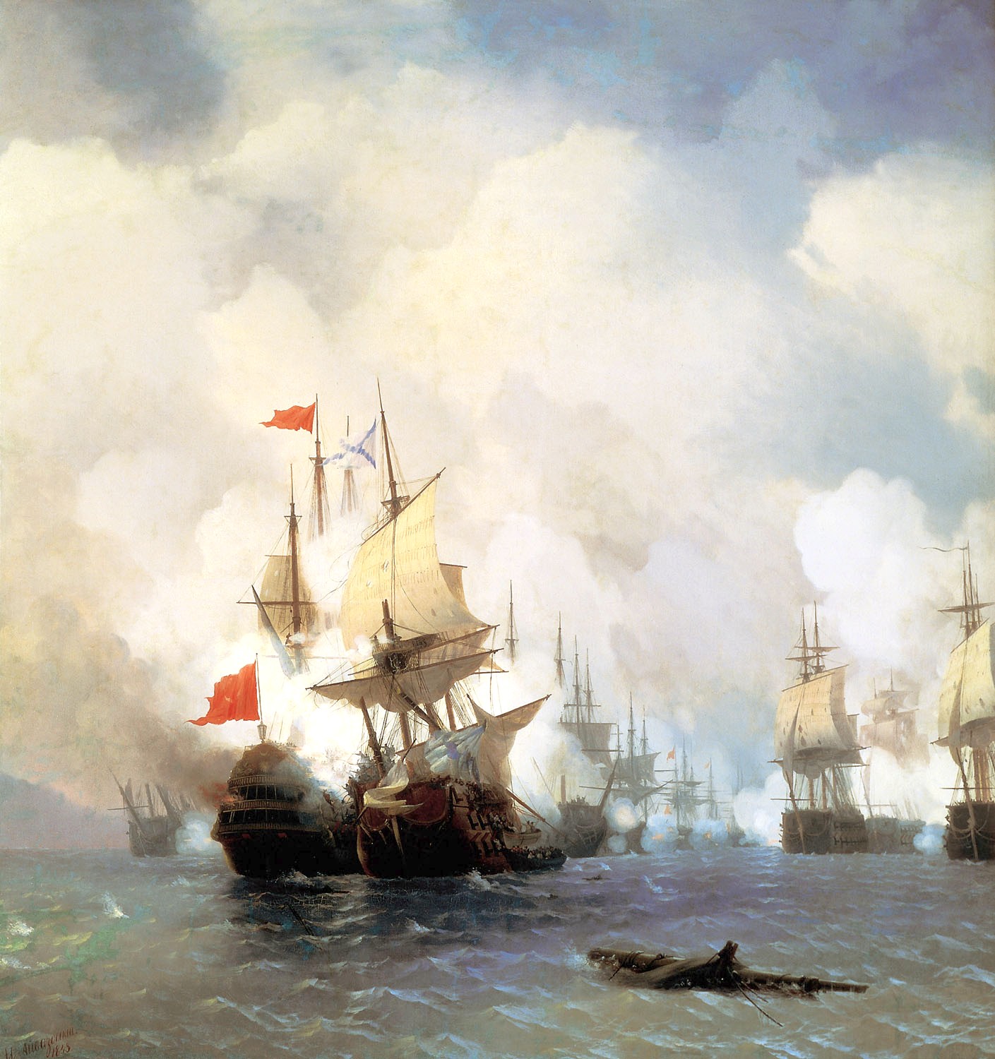 Картина И.К. Айвазовского «Бой в Хиосском проливе 24 июня 1770 года», 1848 год. 