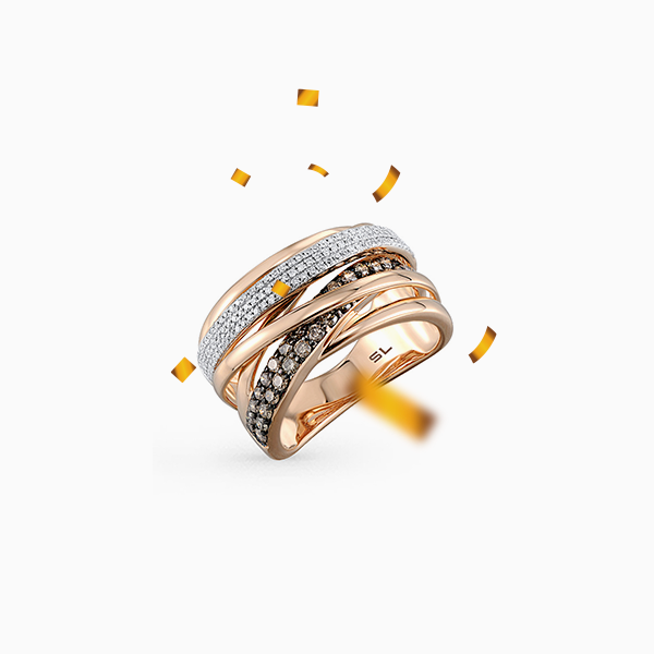 Кольцо SL, розовое золото, бриллианты 