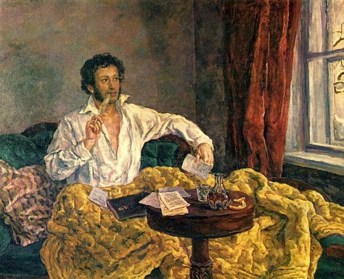  Пушкин в Михайловском. 1940 год.  Автор: П. П. Кончаловский.