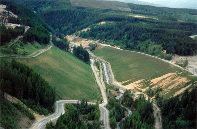 Рудник Mark Creek после озеленения - рефорестизации
