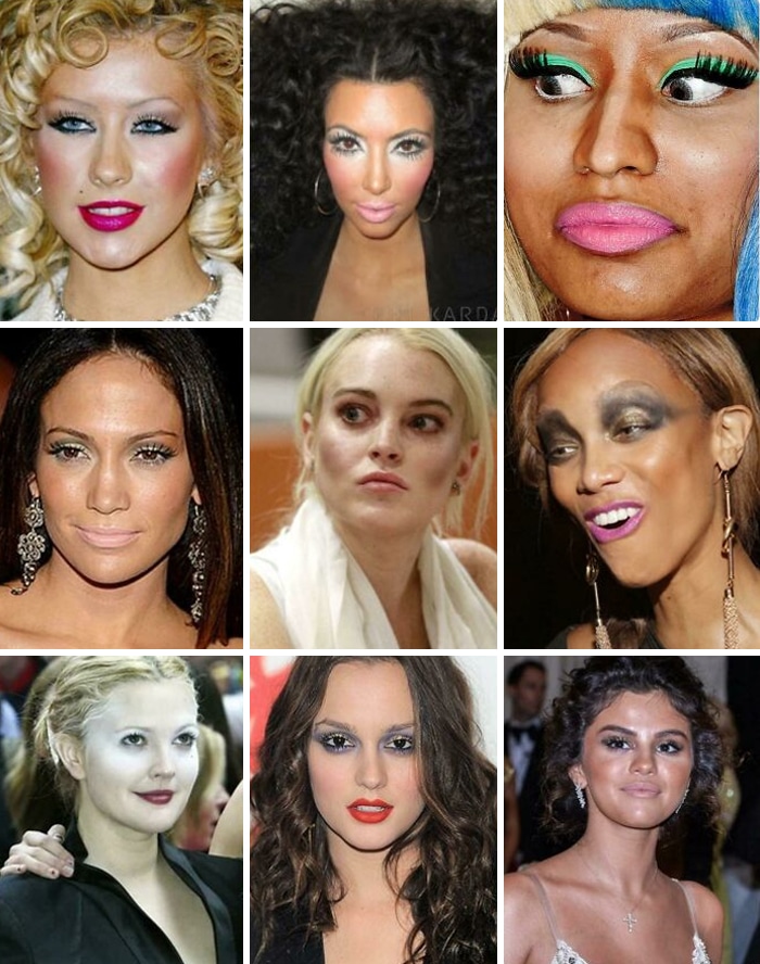 знаменитости с неудачным макияжем коллаж